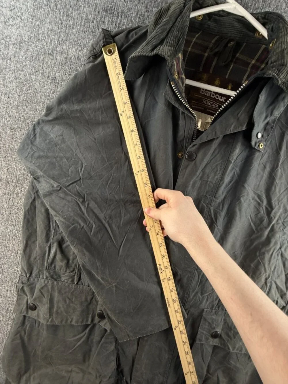 Barbour A205 Border Blue Waxed Jacket Coat Men Full Zip England Size 40 Faded